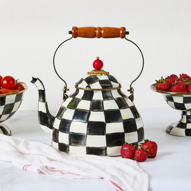Courtly Check 3 Quart Tea Kettle | MacKenzie-Childs
