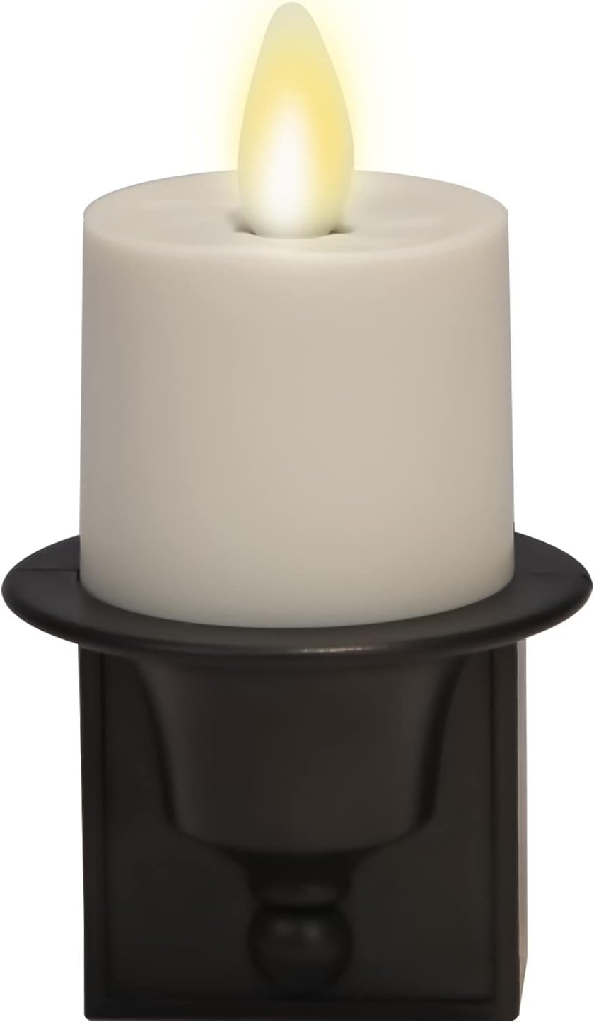 Luminara Flameless Candle Nightlight w/Dusk to Dawn Light Dark Auto Sensor, Black Wall Plug Indoor Night LED Light w/Real-Flame Effect Technology, Bathroom Bedroom Hallway, No Remote Needed | Amazon (US)