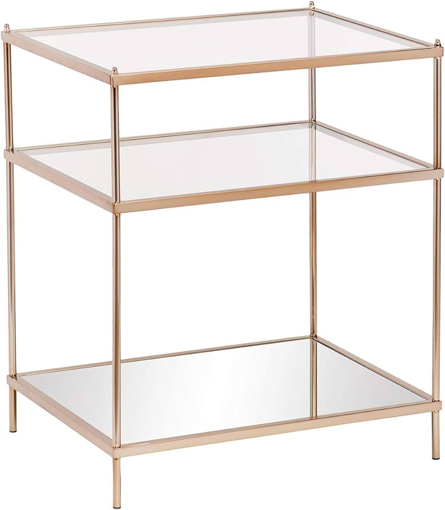 SEI Furniture Knox Mirrored Side Table, 3-Tier, gold/white | Amazon (US)