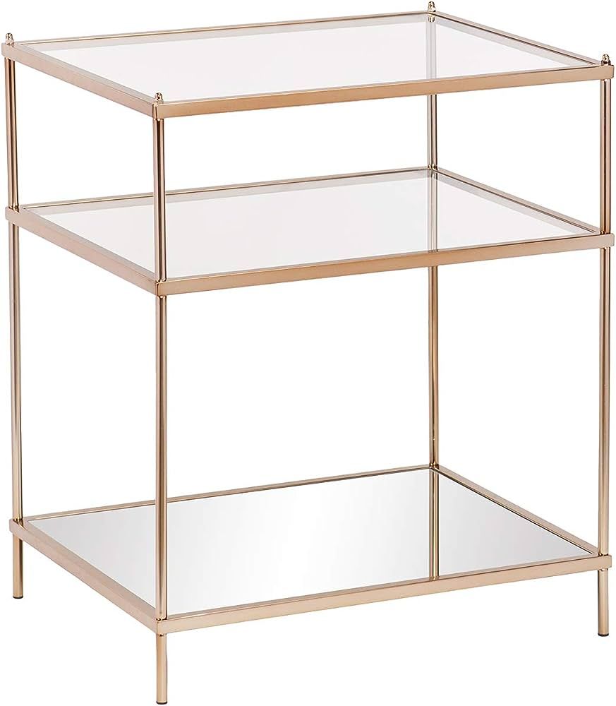 SEI Furniture Knox Mirrored Side Table, 3-Tier, gold/white | Amazon (US)