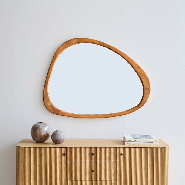 Mid-Century Asymmetrical Wood Wall Mirror - 39"W x 45"H | West Elm (US)