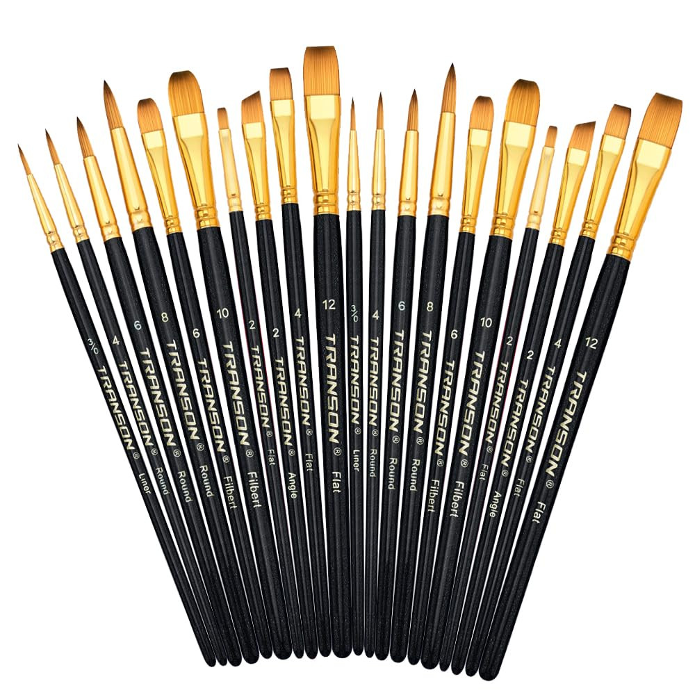 Transon 20pcs Art Painting Brush Set for Acrylic Watercolor Gouache Hobby Craft Face Painting | Amazon (US)
