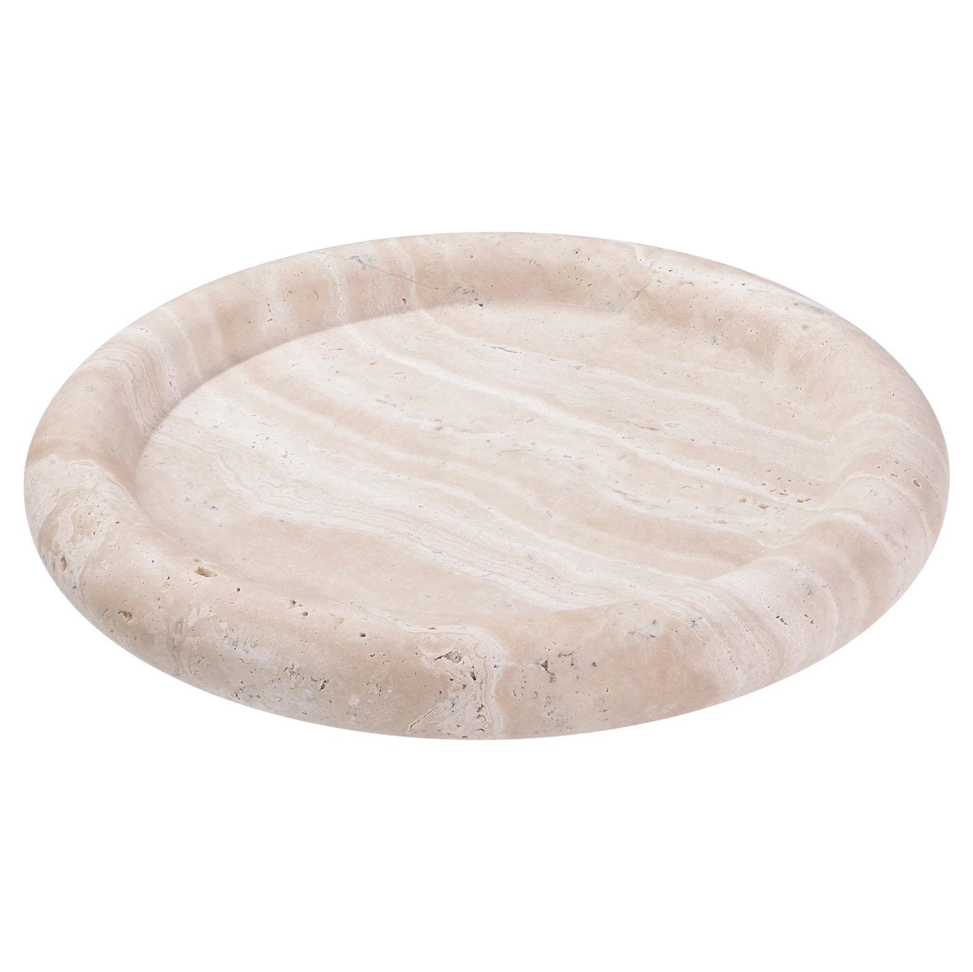 Navaris Travertine Decorative Tray - Durable Bathroom Organiser Dish - Circular Trays for Perfume... | Walmart (US)