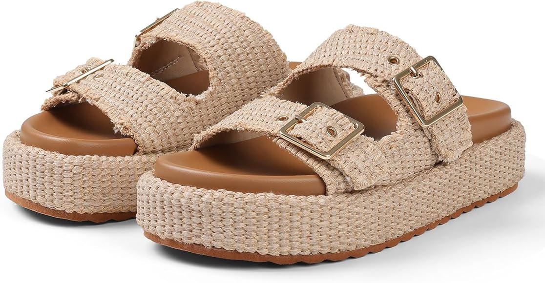mikarka Raffia Platform Sandals for Women 2025: Resort Womens Sandals Comfortable - Summer Beach ... | Amazon (US)