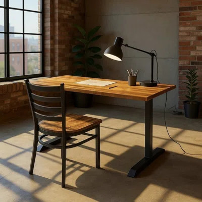 Harvest Earth And Iron Desk With Chair Set | Wayfair North America
