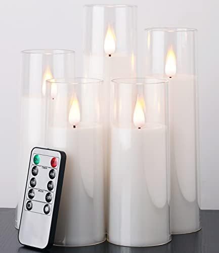 Amagic Acrylic Flameless Candles, Battery Operated Candles, Flickering LED Pillar Candles with Remot | Amazon (US)