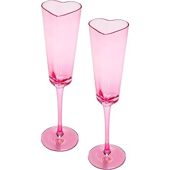 Paris Hilton Heart Shaped Champagne Flute Gift Set, Elegant Handmade Glassware Set, Perfect for C... | Amazon (US)