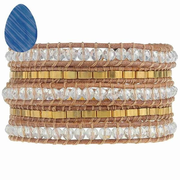 Clear Crystals with Gold Accent on Natural | Victoria Emerson