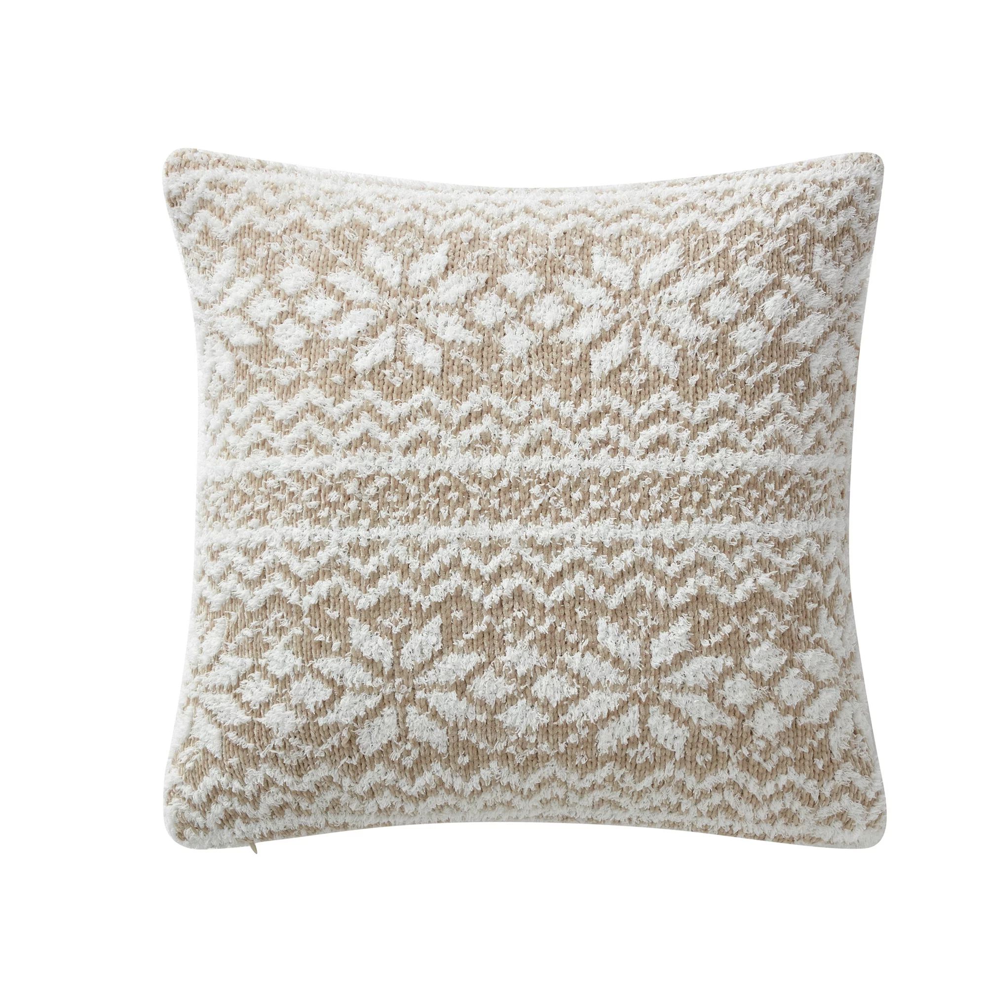 My Texas House Aspen Chenille Snowflake Square Decorative Pillow Cover, 20" x 20", Taupe | Walmart (US)