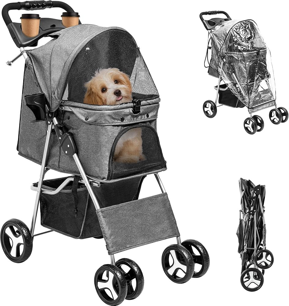YITAHOME Dog Stroller for Medium Small Dogs, Foldable Pet Stroller with 360° Rotation Wheel, Cat... | Amazon (US)