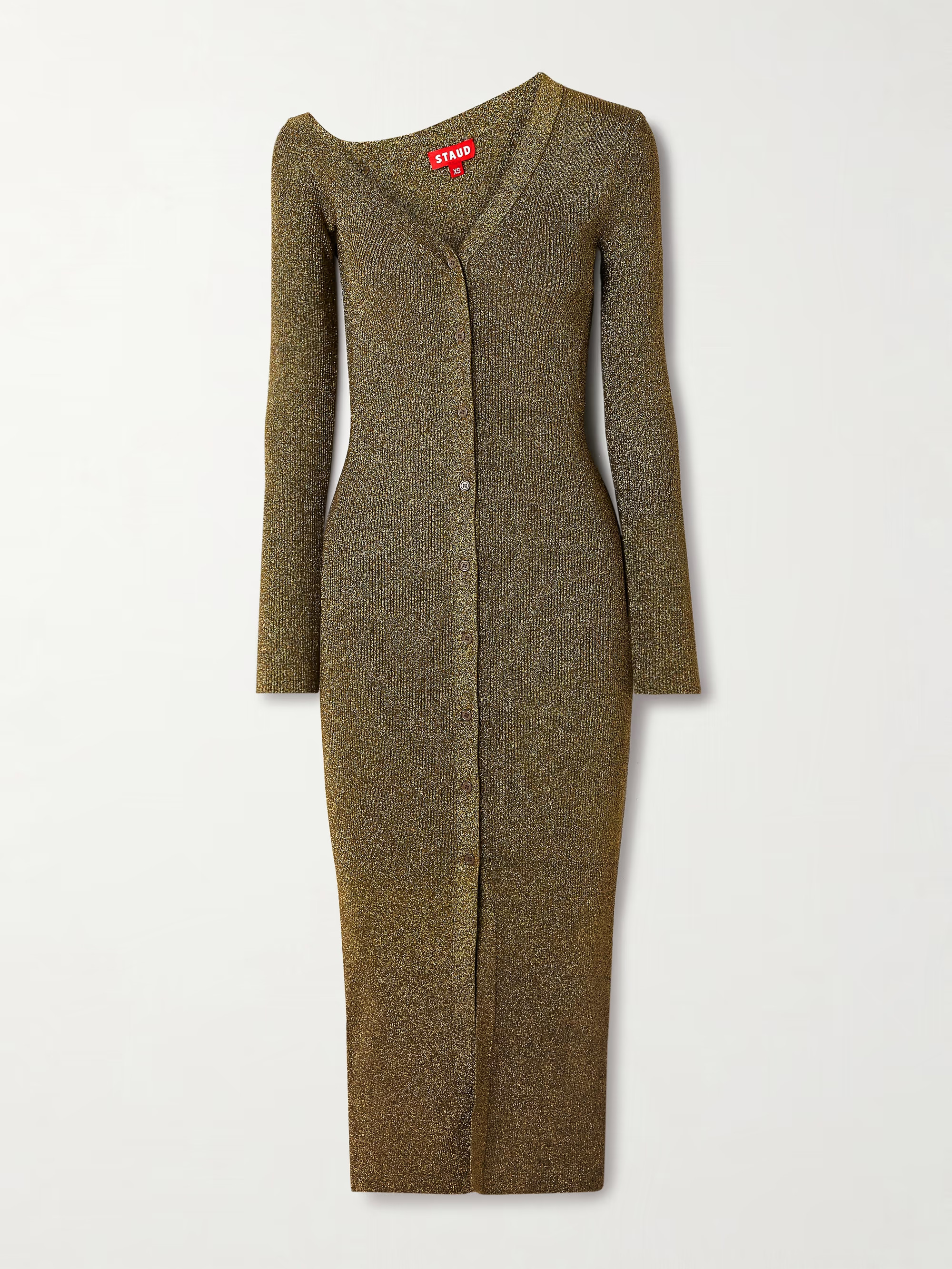 Craftsman off-the-shoulder metallic ribbed-knit midi dress | NET-A-PORTER (UK & EU)