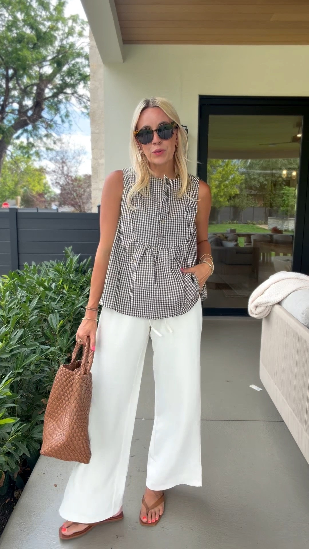 This top looks just like the sezane one! Size M. Could be cute with denim too!

#LTKootd #LTKgrwm #LTKmomlife