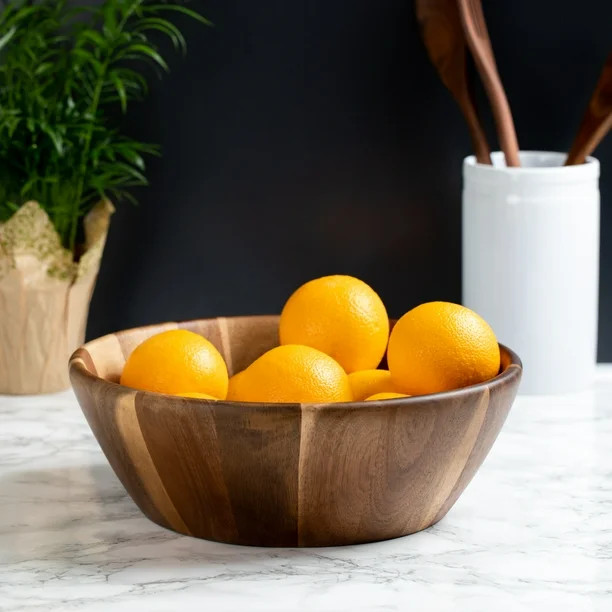 Better Homes & Gardens Large Angled Acacia Serving Bowl | Walmart (US)
