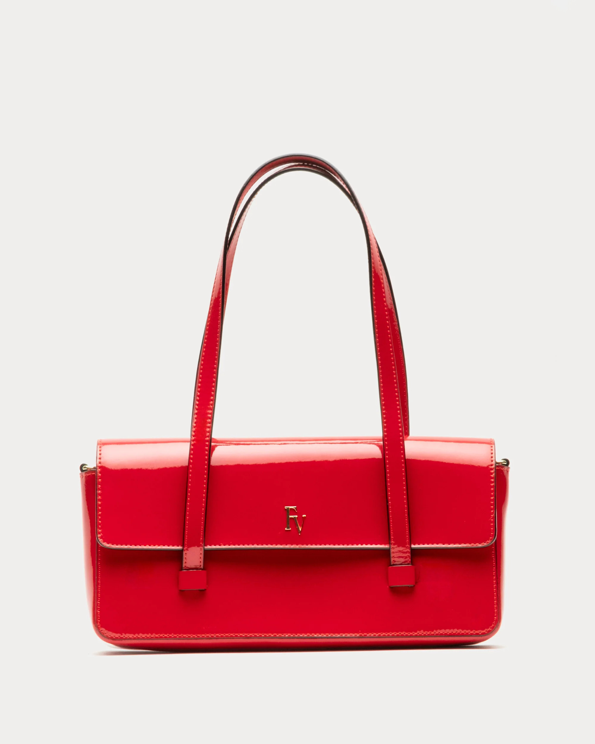 Small Slim Tote Soft Patent Leather Red | Frances Valentine