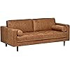 Amazon Brand – Rivet Aiden Tufted Mid-Century Modern Leather Bench Loveseat Couch Sofa, 74"W, C... | Amazon (US)