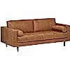 Rivet Aiden Tufted Mid-Century Modern Leather Bench Loveseat Couch Sofa, 74"W, Cognac | Amazon (US)