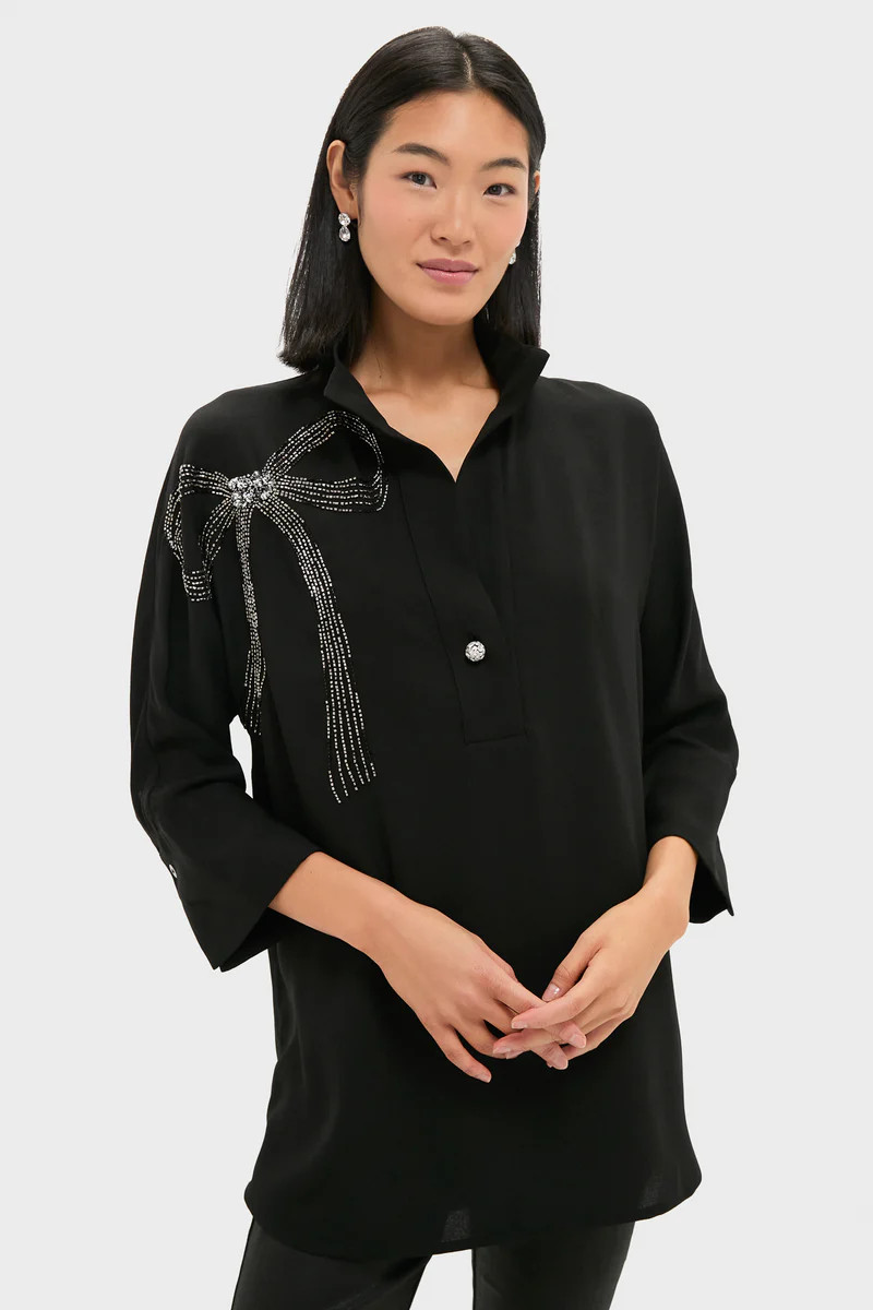 Black Embellished Willow Blouse | Tuckernuck (US)
