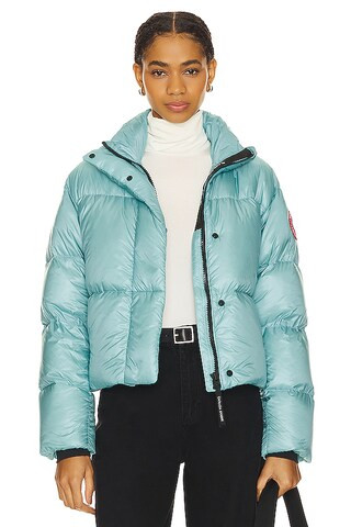 Canada Goose Cypress Cropped Puffer in Boulevard Blue from Revolve.com | Revolve Clothing (Global)