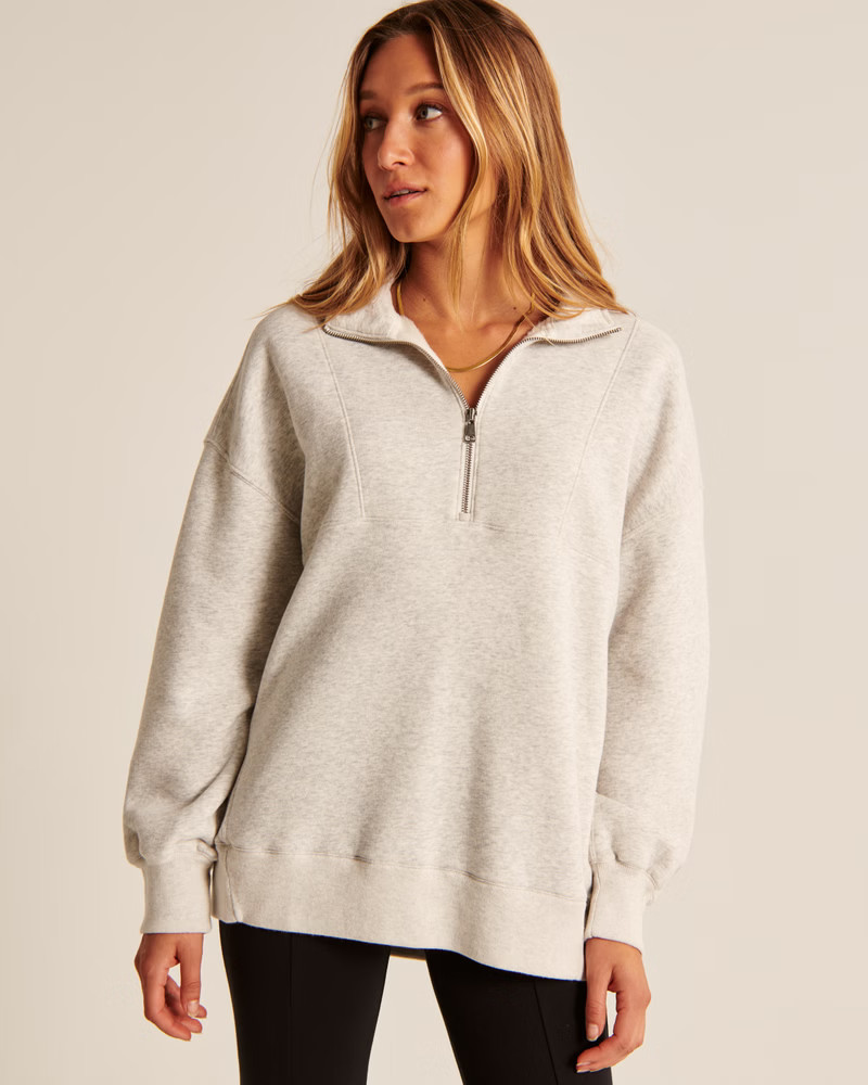 Women's Essential Oversized Sunday Half-Zip | Women's Tops | Abercrombie.com | Abercrombie & Fitch (US)