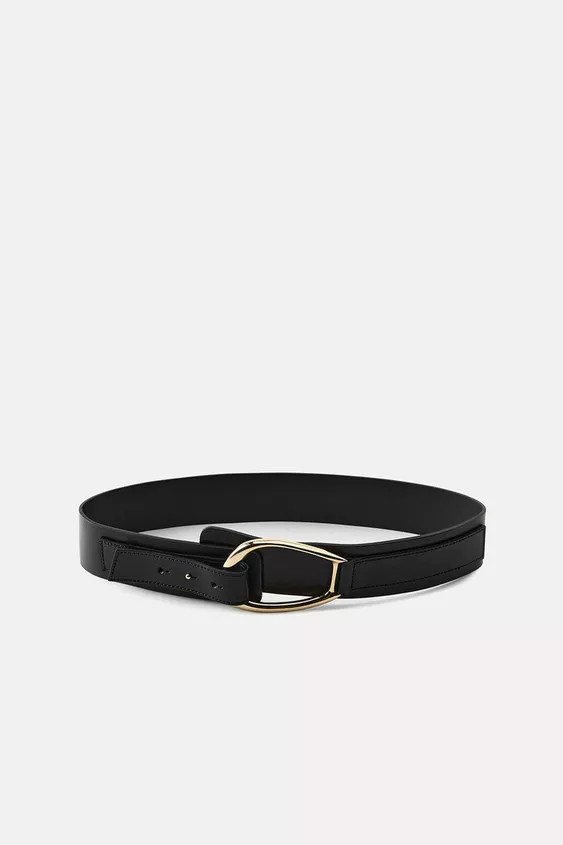LEATHER SASH BELT WITH OVAL BUCKLE | Zara UK