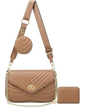 JEEHAN Quilted Crossbody Bags for women Designer Shoulder Handbags Small Purse | Amazon (US)