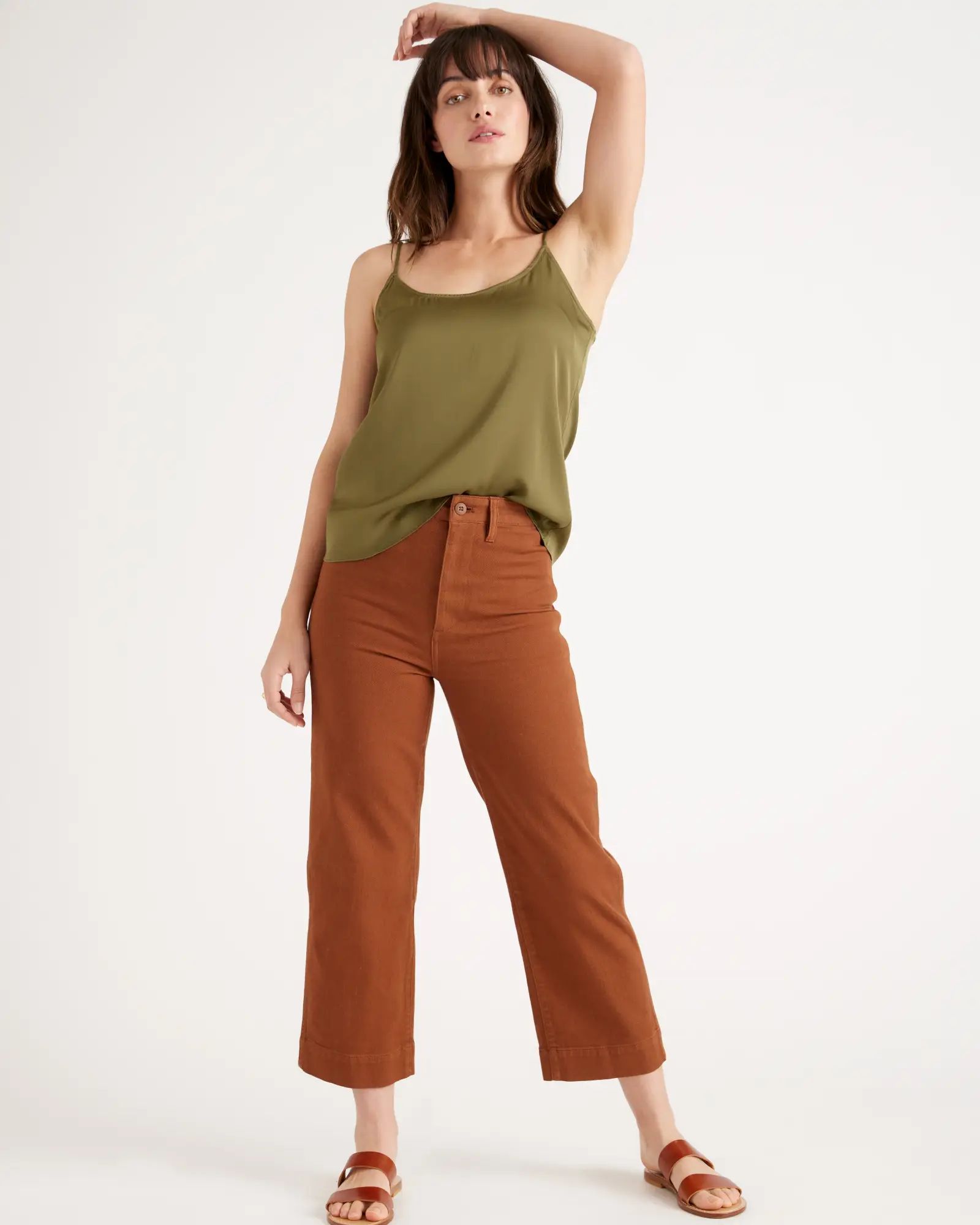 Cotton Twill Wide-Leg Crop Pant | Quince