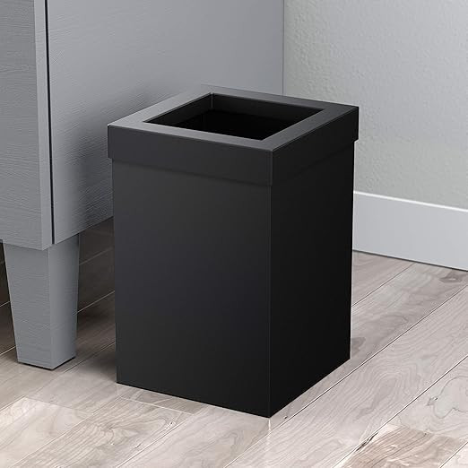 Gatco 1915, Modern Square Stainless Steel Waste Basket, Matte Black, 3.2 gallons | Amazon (US)
