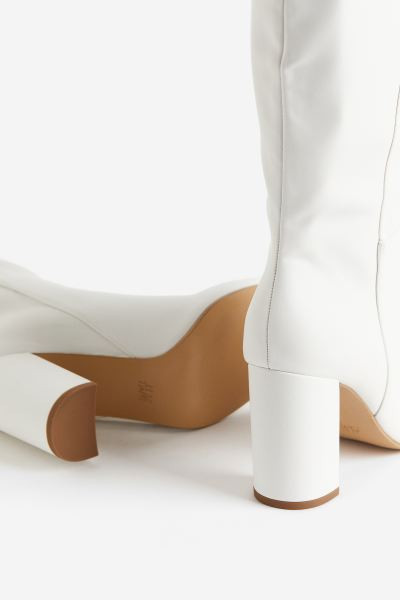 Knee-high Heeled Boots - White - Ladies | H&M US | H&M (US + CA)