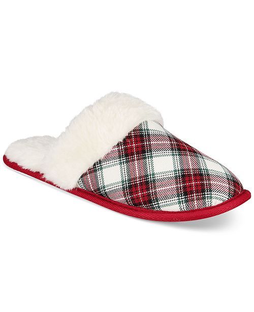 Women's Stewart Plaid Scuff Slippers, Created for Macy's | Macys (US)