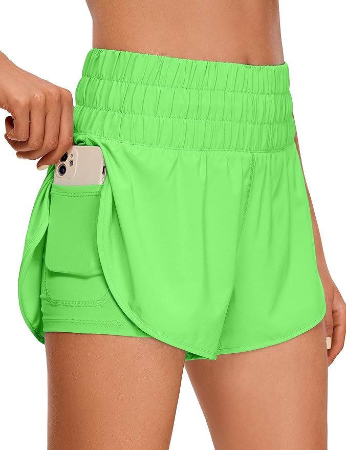 CRZ YOGA 2 in 1 High Waisted Running Shorts for Women 3" - Split Breathable Athletic Tennis Gym W... | Amazon (US)