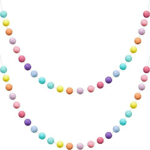 WILLBOND Wool Felt Ball Garland Colorful Pom Pom Garland 6.5 Feet Long 24 Ball Garland for Mardi Gra | Amazon (US)