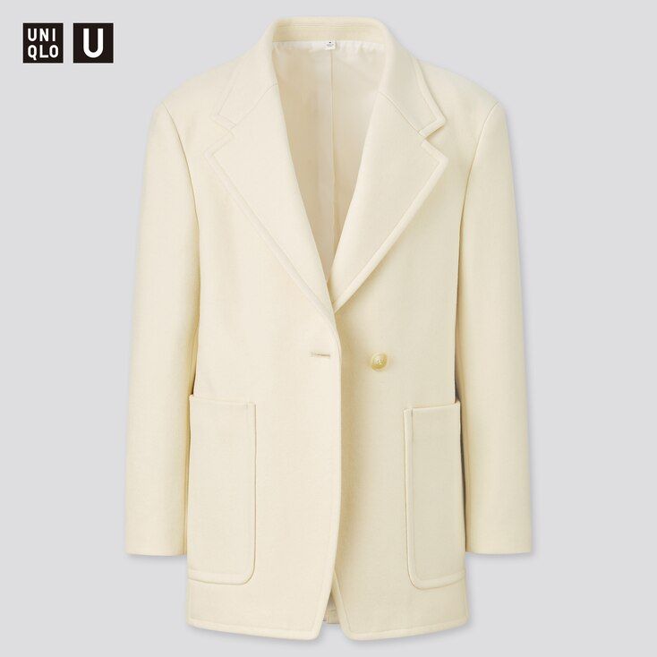 UNIQLO Women's U Wool-jersey Blend Jacket, Off White, L | UNIQLO (US)