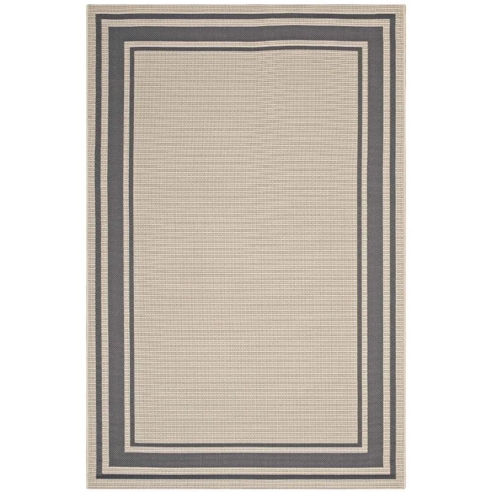 Modway Rim 94.5x122" Solid Border Indoor and Outdoor Area Rug in Gray and Beige | Walmart (US)