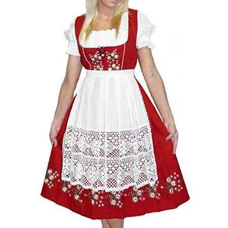 3-piece Long Red German Party Oktoberfest Dirndl Dress | Walmart (US)