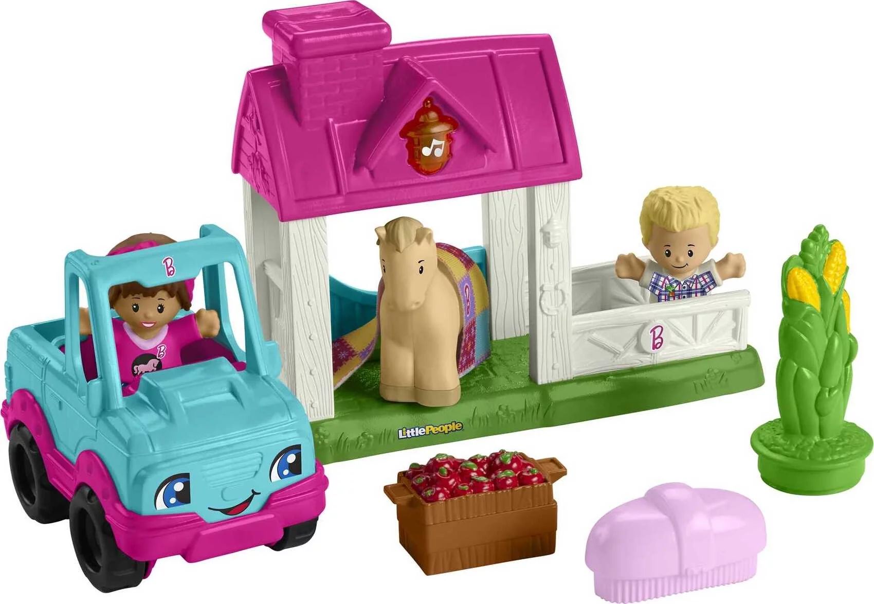 Fisher-Price Little People Barbie Horse Stable Toddler Playset with Light Sounds & 7 Pieces | Walmart (US)