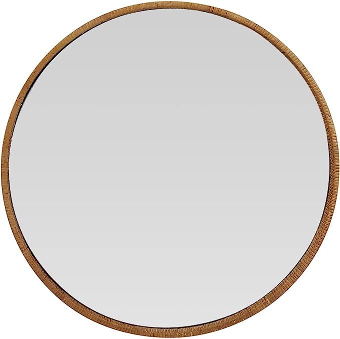 Creative Co-Op Rattan Wrapped Wood Framed Wall Mirror, 24" L x 2" W x 24" H, Natural | Amazon (US)
