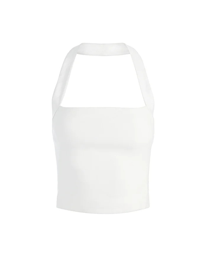 FIONA LINEN HALTER TOP | Alice + Olivia