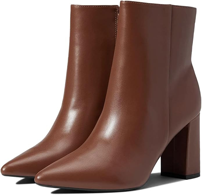 Coutgo Women's Chunky Heel Ankle Boots Pointed Toe Slip-On Mid Block Heels Side Zipper Ankle Boot... | Amazon (US)