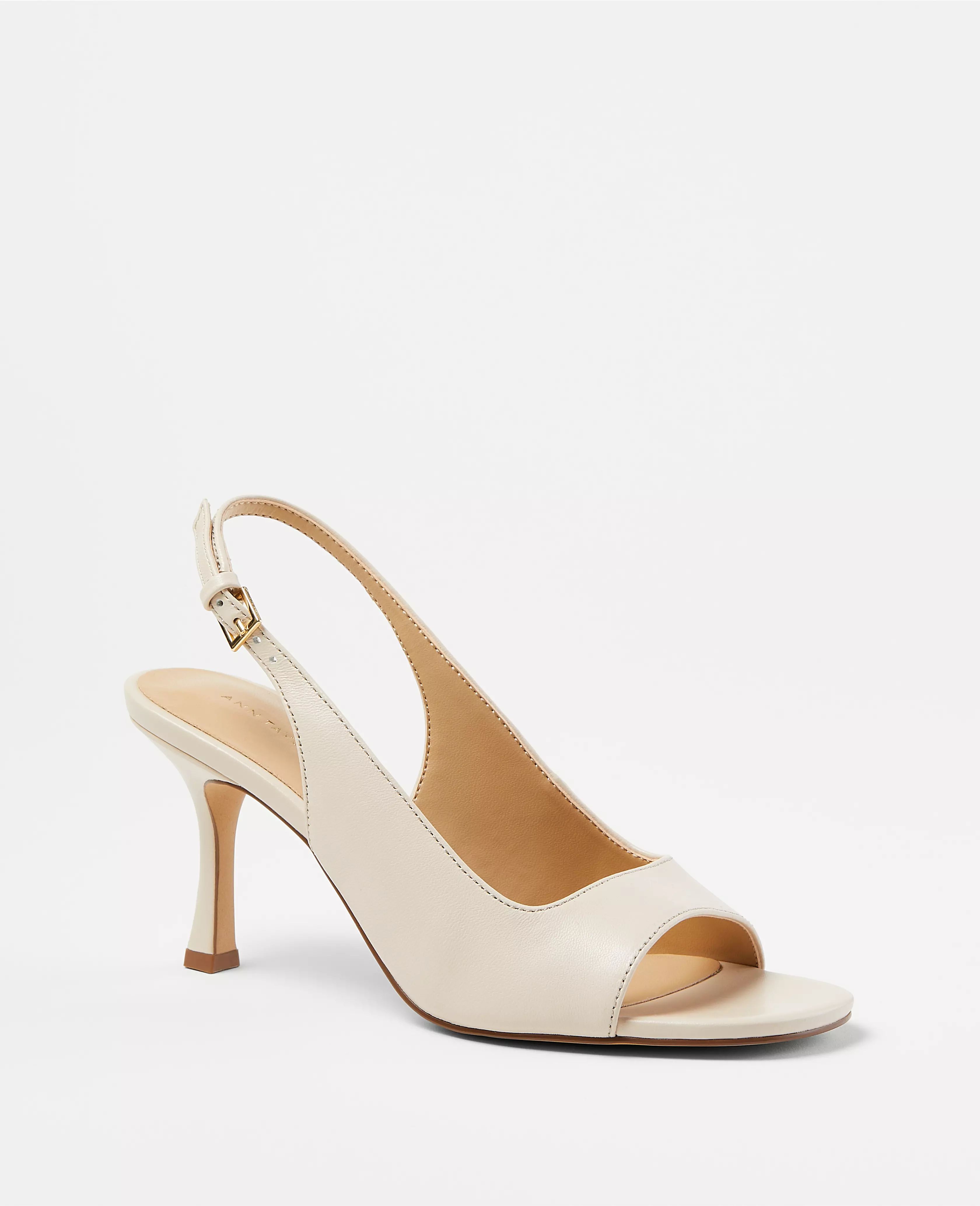 Leather Square Toe Slingback Sandals | Ann Taylor (US)
