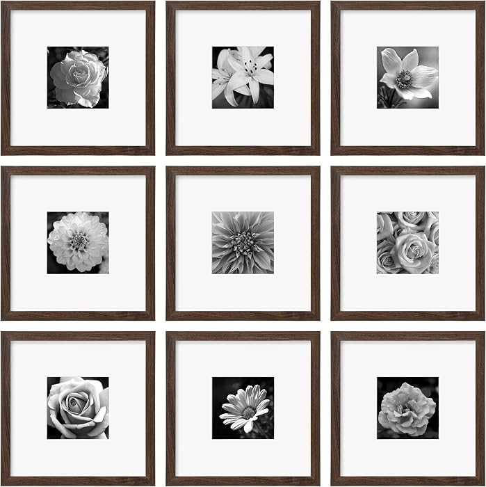 eletecpro Picture Frames Set of 9, 10x10 in, Acrylic Cover, Walnut Brown | Amazon (US)