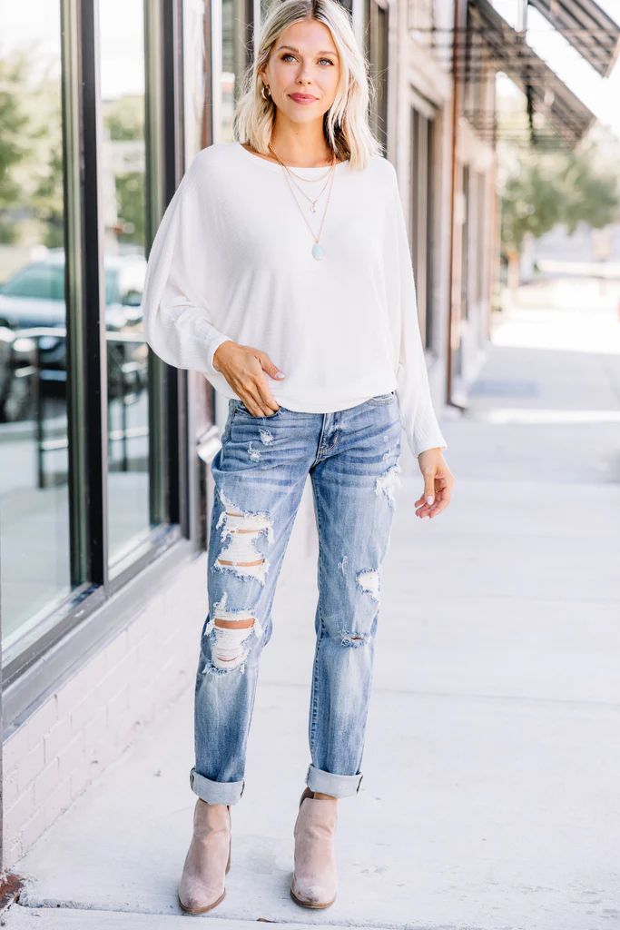 Let's Travel Ivory White Ribbed Top | The Mint Julep Boutique