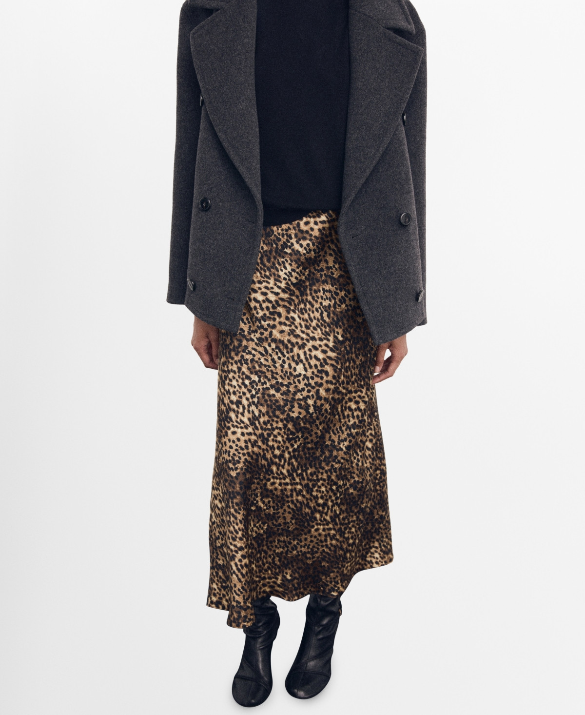 Mango Women's Leopard-Print Satin Skirt - Brown | Macy's