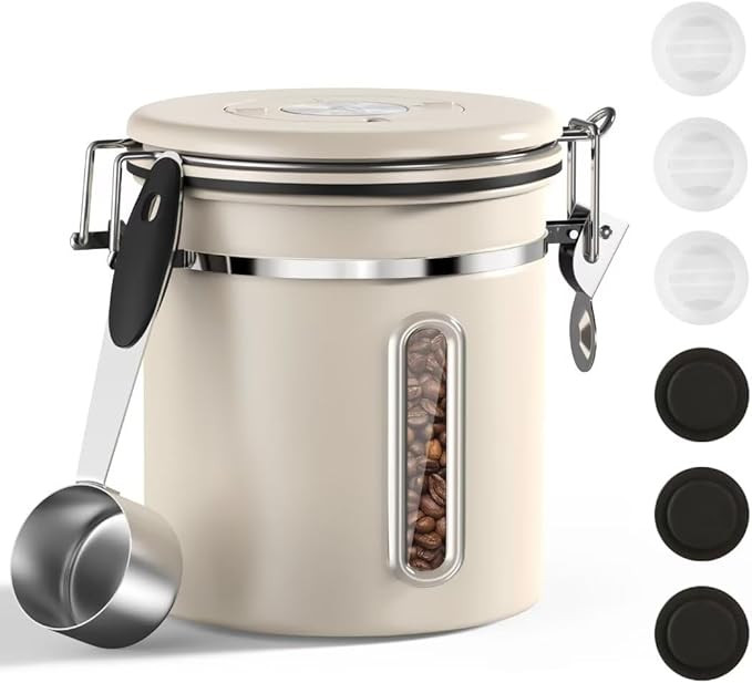 Coffee Canister Airtight Coffee Container Stainless Steel Coffee Bean Storage Container with Scoo... | Amazon (US)