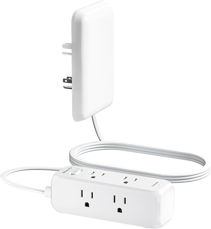 Flat Outlet Extender with Cover, Flat Plug Power Strip with 6 AC Outlets, 2000 Joules Surge Prote... | Amazon (US)