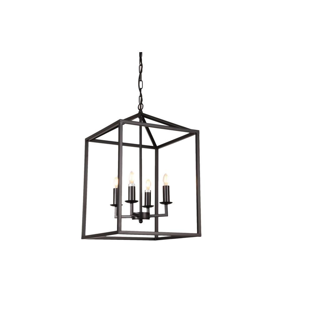 A TOUCH OF DESIGN Worthington 4-Light Black Lantern-Style Pendant | The Home Depot
