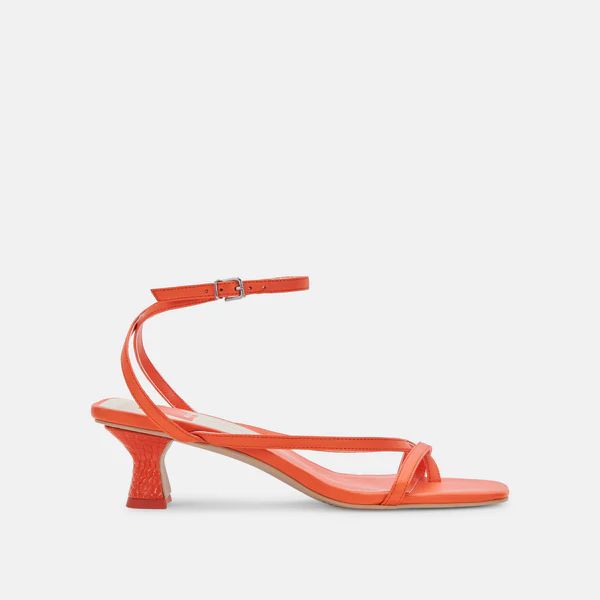 BAYLOR HEELS IN RED ORANGE LEATHER | DolceVita.com