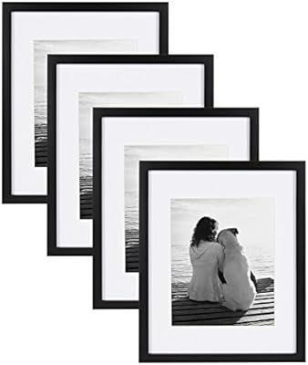 DesignOvation Gallery Wood Photo Frame Set for Customizable Wall Display, Pack of 4, 11x14 matted... | Amazon (US)