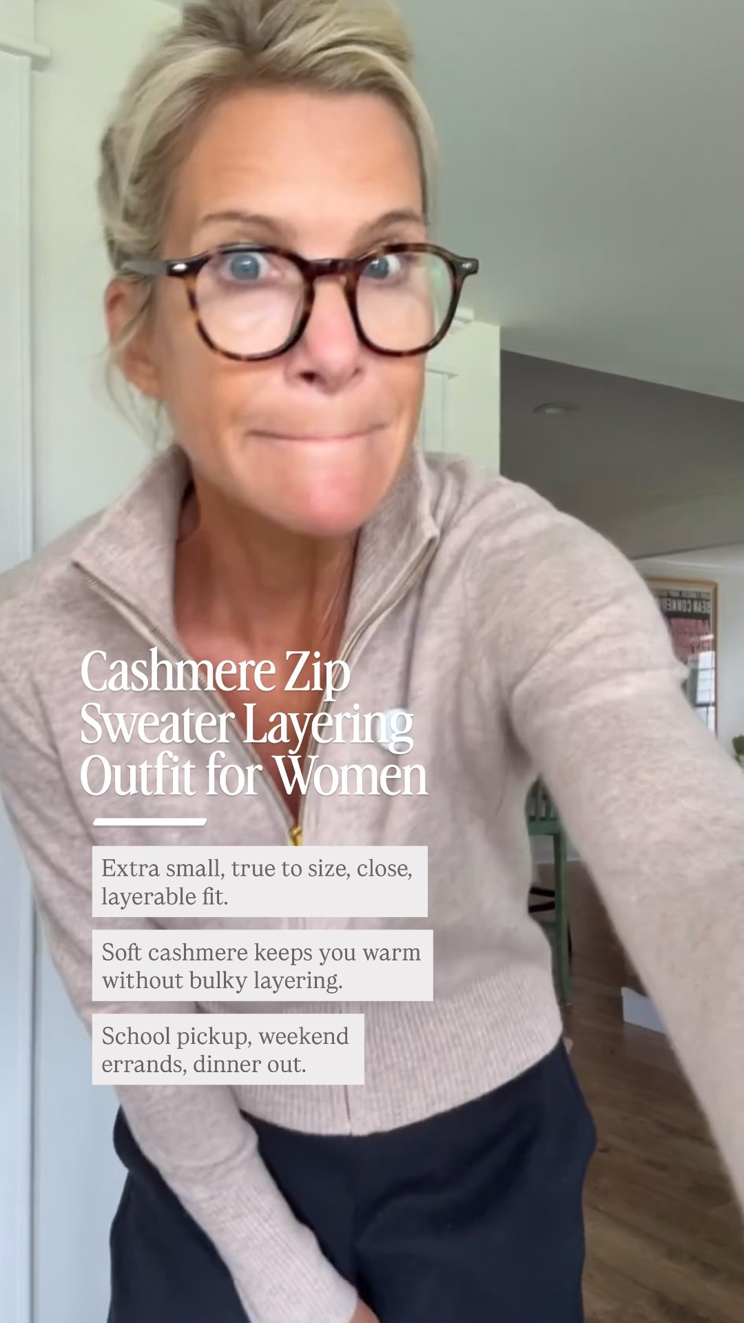 This zip-up cashmere sweater gives you warmth close to the skin while keeping the fit streamlined enough to layer over or under other pieces.

I’m wearing an XS. If you prefer a more oversized fit, size up.

Wear it for weekend errands, school pickup, travel days, or dinner out. A simple layer that earns its place in your closet.

👩‍💻 LTK PRO TIPS
❤️ Heart = Support my posts ;-)
🔖 Save = Get sale & restock alerts for the things you love!
📋 Lists = Keep favorites organized (List ideas: Christmas, Birthdays, and Vacations!)
📲 Share = Send lists and products to a friend (or your daughters like me).
💬 Comment = Ask me anything, and I’ll answer. ;-)

#LTKootd #LTKstorytime #LTKSeasonal