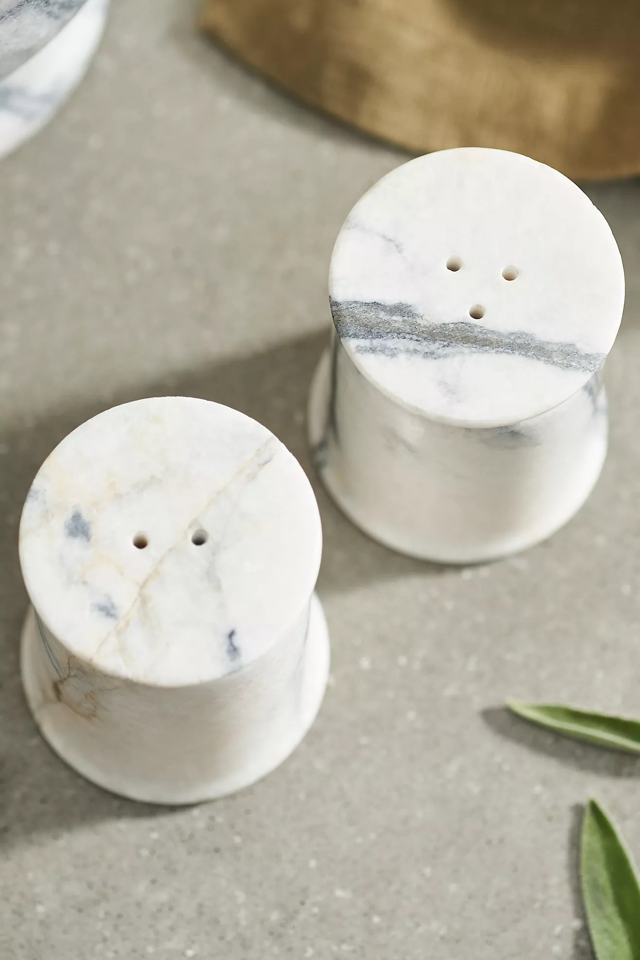 Smoky White Marble Salt + Pepper Shakers | Anthropologie (US)