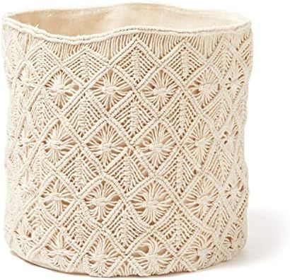Americanflat Woven Macrame Storage Basket with Natural Cotton Rope - Nursery Basket, Boho Laundry Ba | Amazon (US)